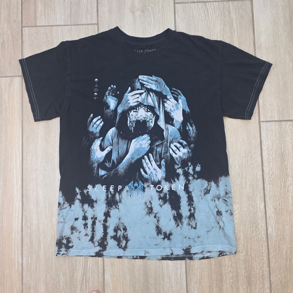Sleep Token Band T Shirt Mens Medium Black Blue Tie Dye Graphic Metal Rock
